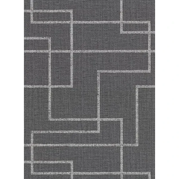 2921-50500 | Clarendon Charcoal Geometric Faux Grasscloth Wallpaper