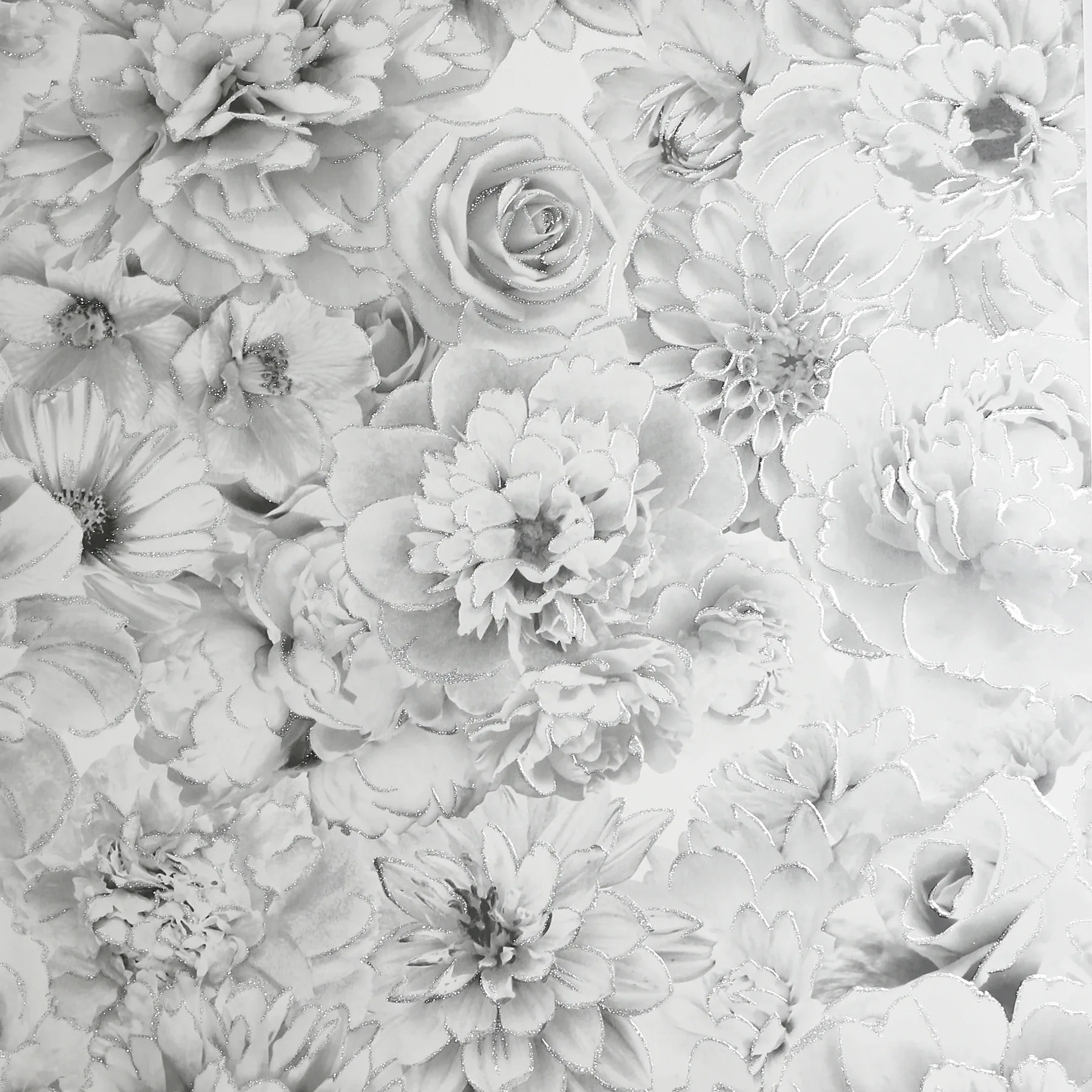 Brewster Home Fashions Clarissa Grey Glitter Bloom Wallpaper - SKU AH692803