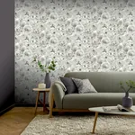 Brewster Home Fashions Clarissa Grey Glitter Bloom Wallpaper | Wallpaper Twins Brewster Home Fashions Clarissa Grey Glitter Bloom Wallpaper - SKU AH692803