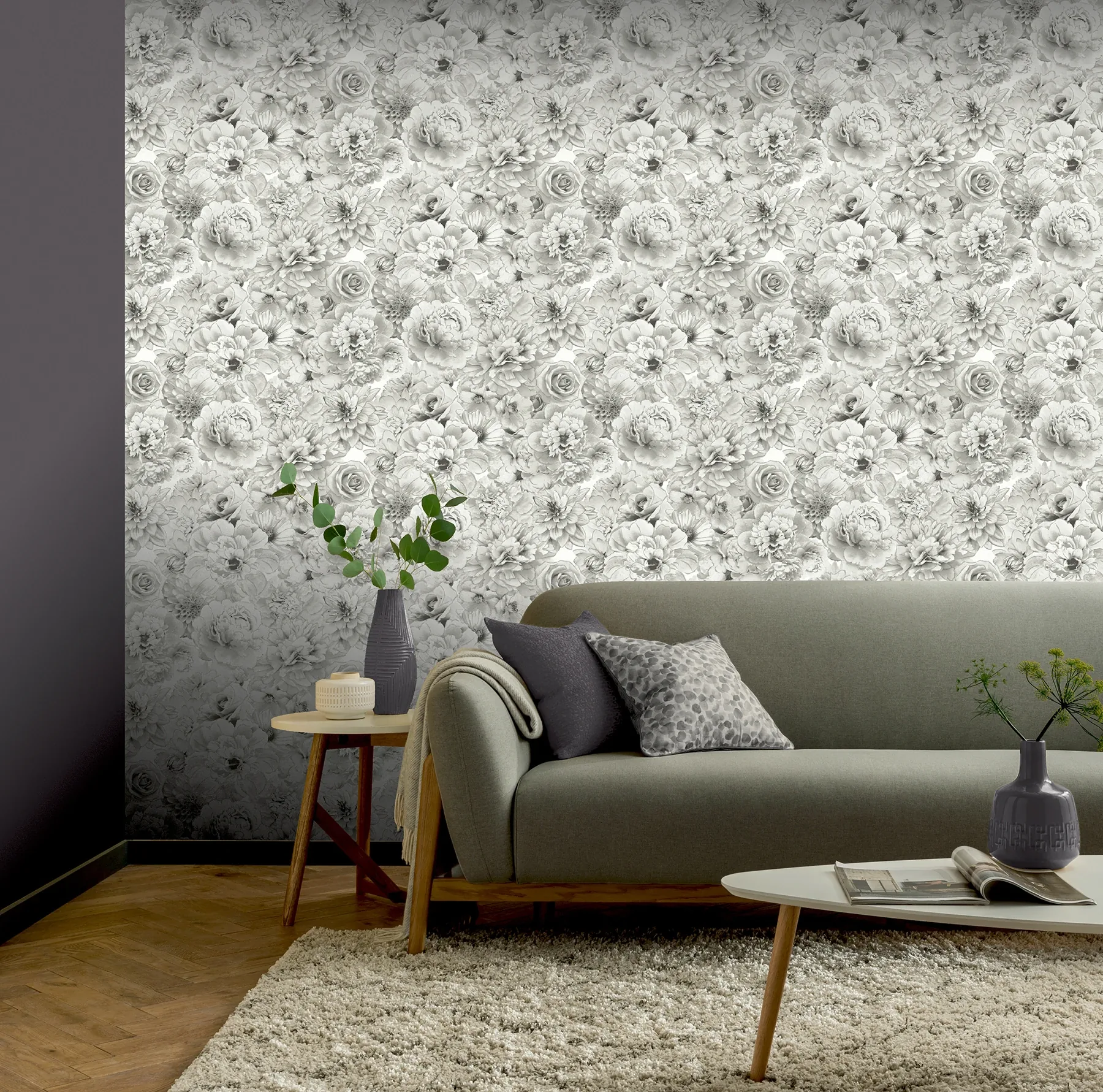 Brewster Home Fashions Clarissa Grey Glitter Bloom Wallpaper - SKU AH692803