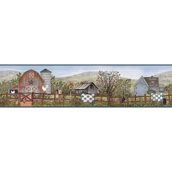 Brewster Home Fashions Clarksville Blue Farm Wallpaper - SKU 3119-13572B