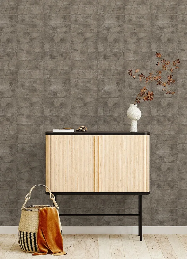 Brewster Home Fashions Clay Dark Grey Stone Wallpaper - SKU 4096-520163