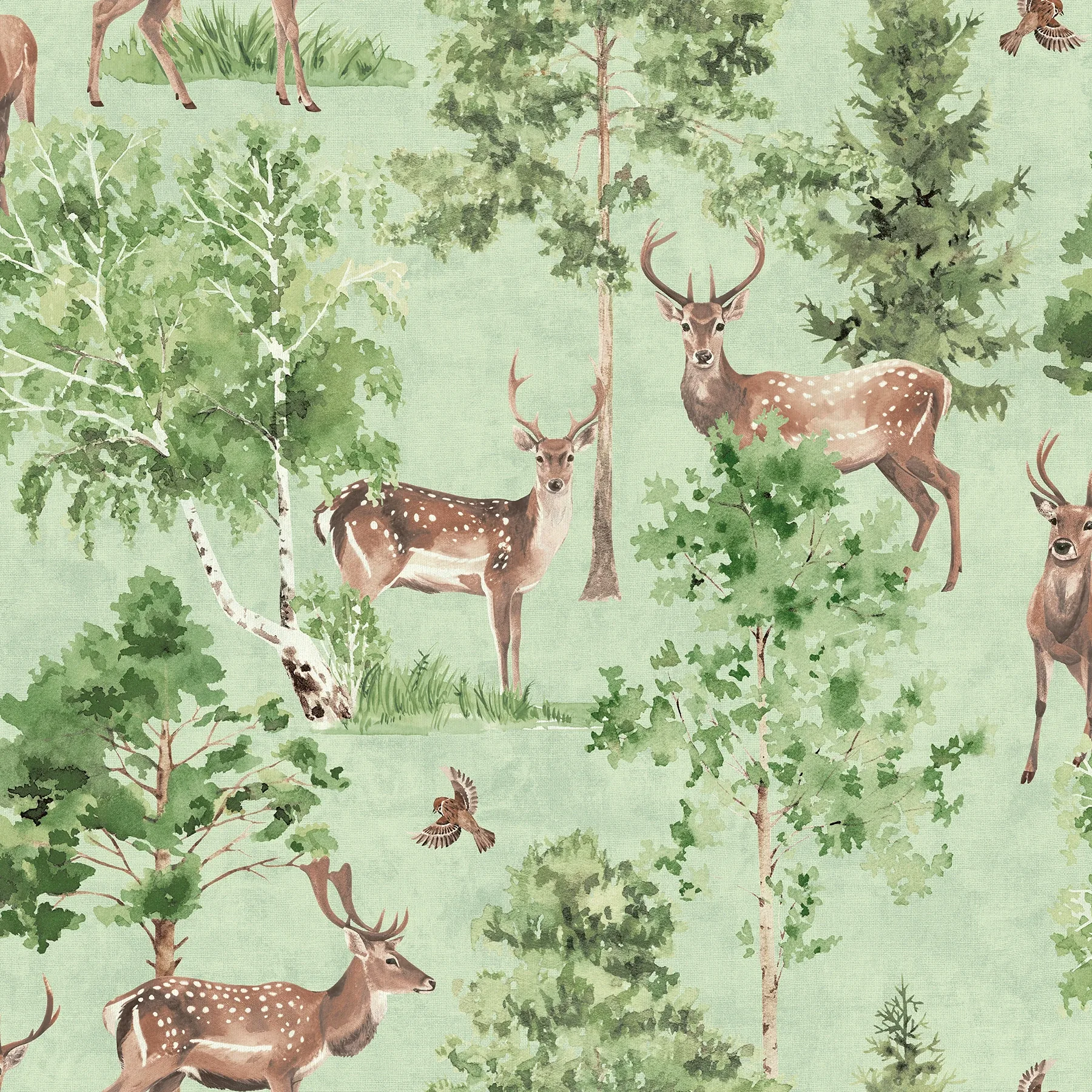Brewster Home Fashions Cletis Neutral Deer Forest Wallpaper - SKU AH100215AH