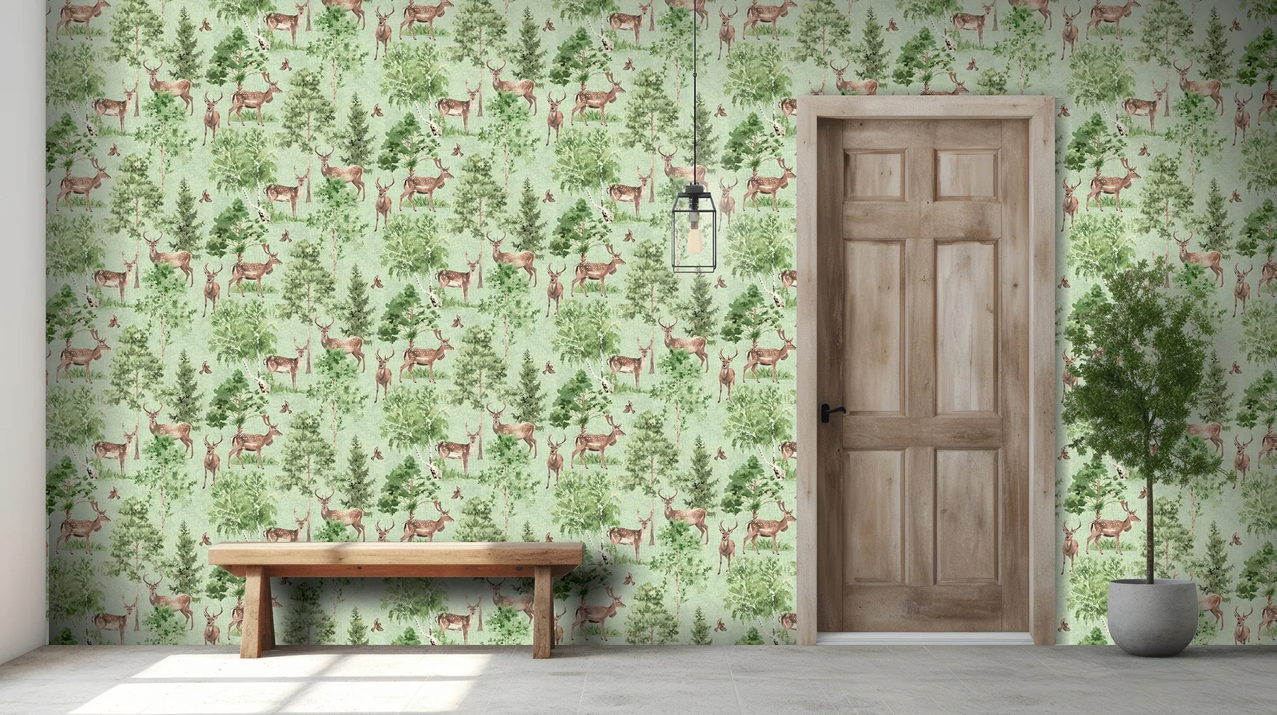 Brewster Home Fashions Cletis Neutral Deer Forest Wallpaper - SKU AH100215AH