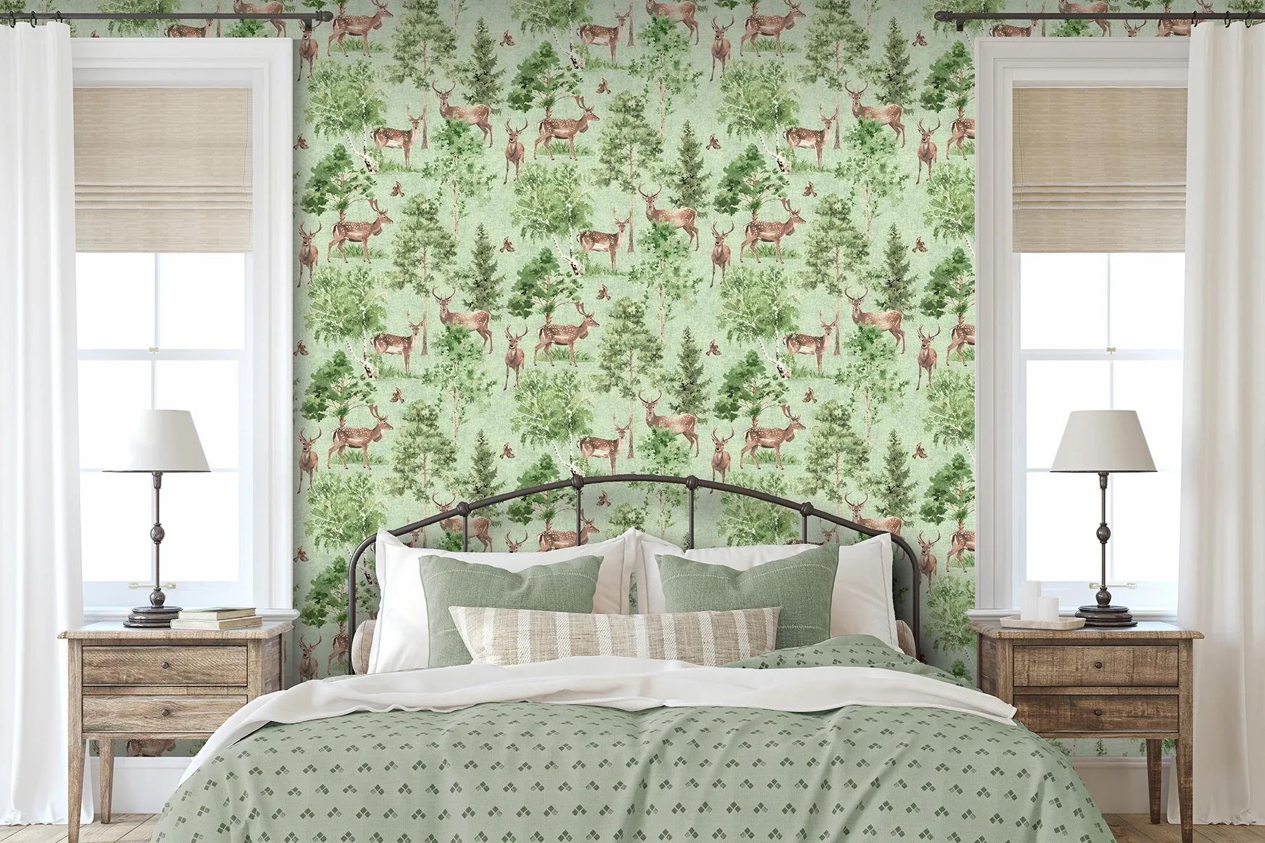 Brewster Home Fashions Cletis Neutral Deer Forest Wallpaper - SKU AH100215AH