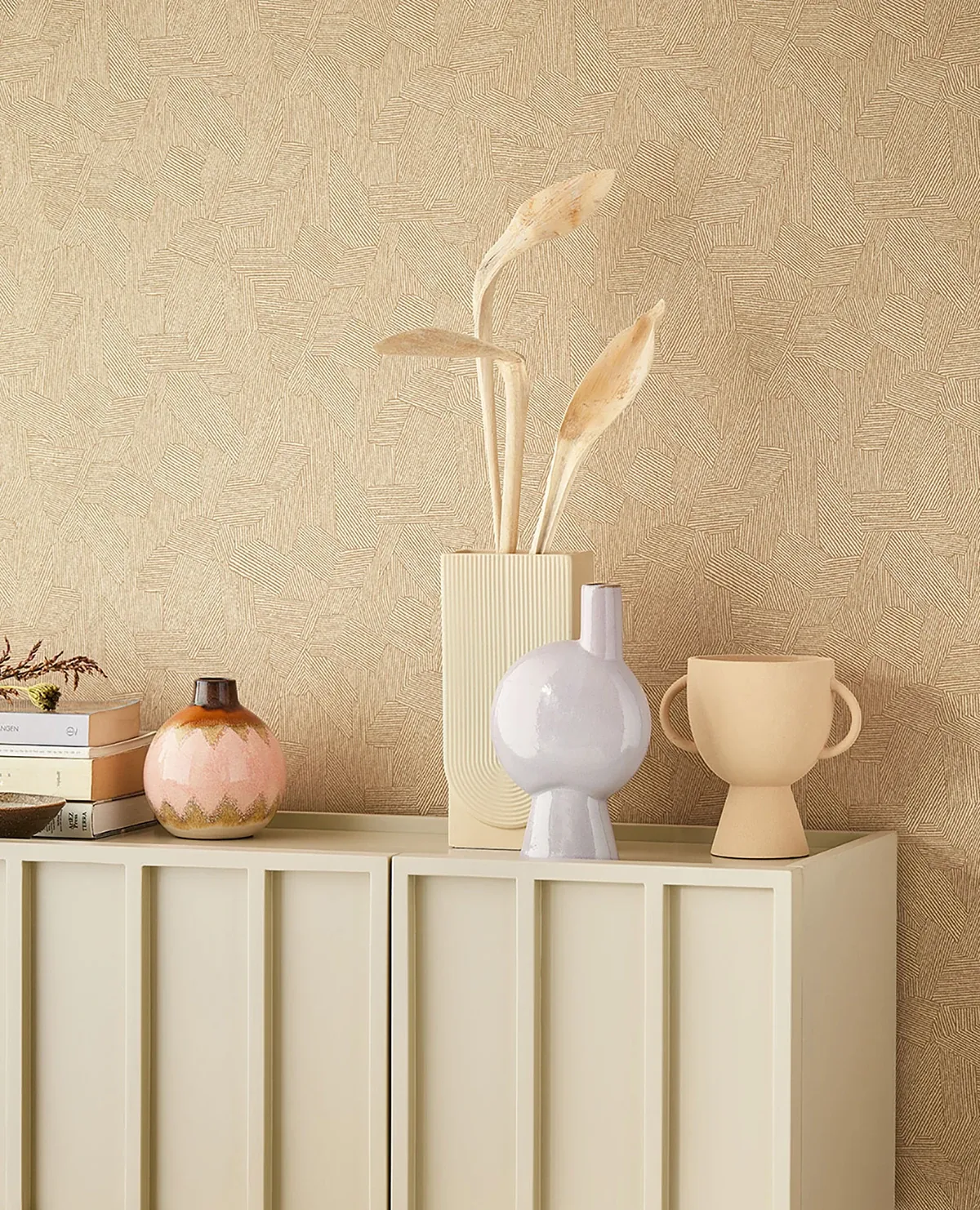 Brewster Home Fashions Clio Brown Lined Geometric Wallpaper - SKU EJ318002