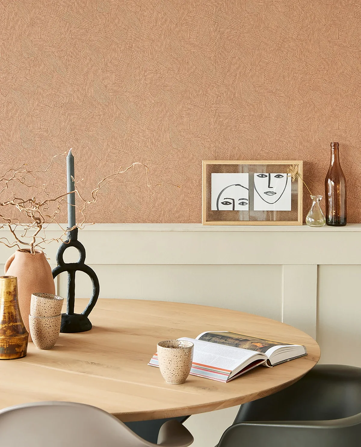 Brewster Home Fashions Clio Copper Lined Geometric Wallpaper - SKU EJ318003
