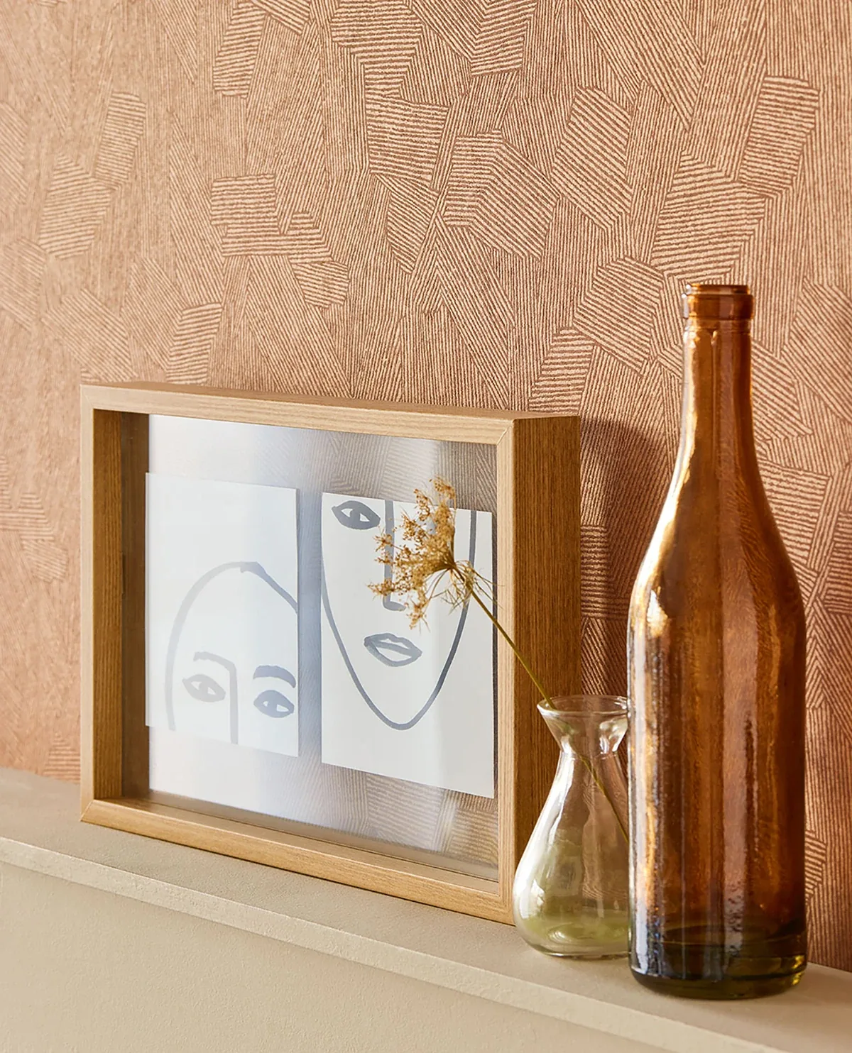 Brewster Home Fashions Clio Copper Lined Geometric Wallpaper - SKU EJ318003