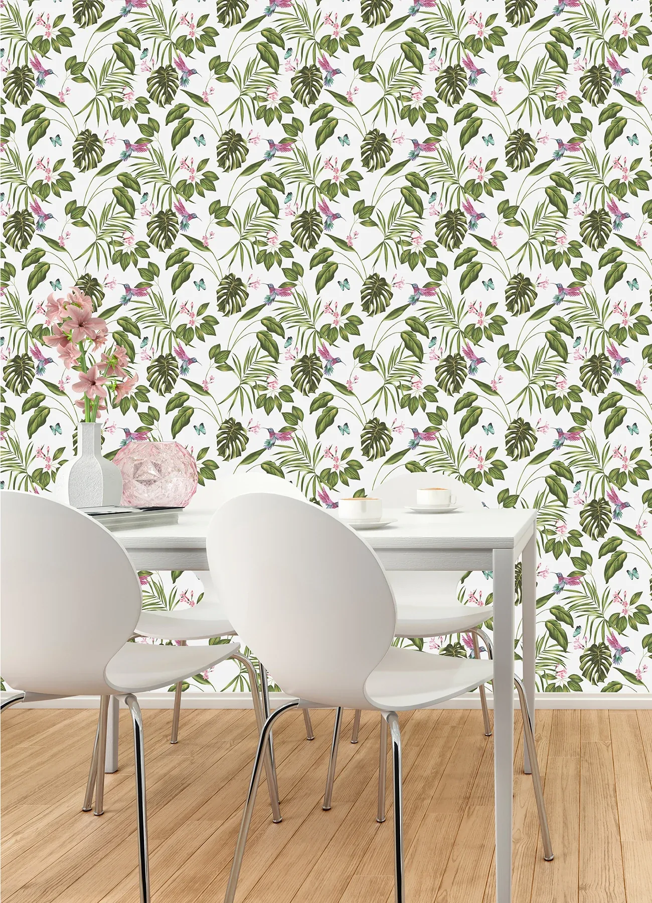 Brewster Home Fashions Clivia White Hummingbird Wallpaper | Wallpaper Twins Brewster Home Fashions Clivia White Hummingbird Wallpaper - SKU WLD53114W