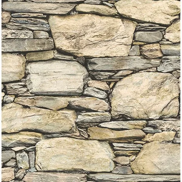 Brewster Home Fashions Cobble Neutral Stone Wall Wallpaper - SKU 2767-22317