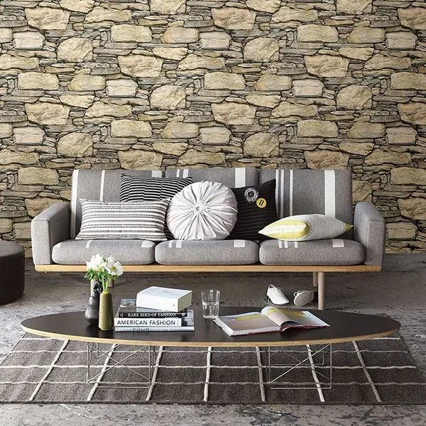 Brewster Home Fashions Cobble Neutral Stone Wall Wallpaper | Wallpaper Twins Brewster Home Fashions Cobble Neutral Stone Wall Wallpaper - SKU 2767-22317