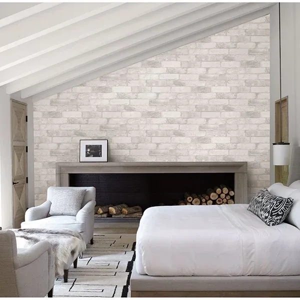 Brewster Home Fashions Cody Light Grey Reclaimed Bricks Wallpaper - SKU 2904-22321