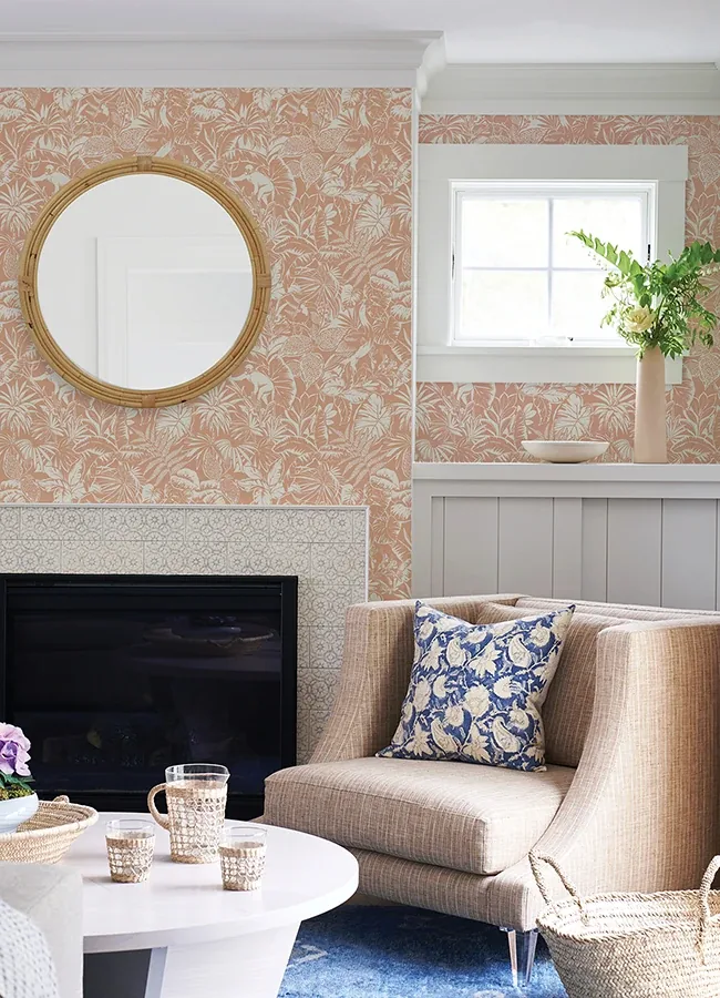 Brewster Home Fashions Corcovado Coral Jungle Jamboree Wallpaper - SKU 4071-71010