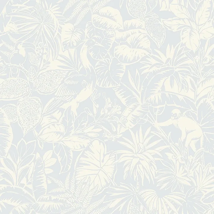 Brewster Home Fashions Corcovado Light Blue Jungle Jamboree Wallpaper - SKU 4071-71012