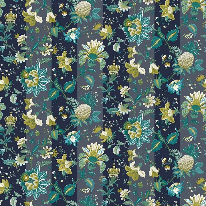 AH922801 | Cornelia Navy Floral Stripe Wallpaper