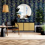 Brewster Home Fashions Cornelia Navy Floral Stripe Wallpaper - SKU AH922801