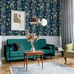 Brewster Home Fashions Cornelia Navy Floral Stripe Wallpaper - SKU AH922801