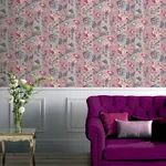 Brewster Home Fashions Cornelia Pink Floral Stripe Wallpaper - SKU AH922802