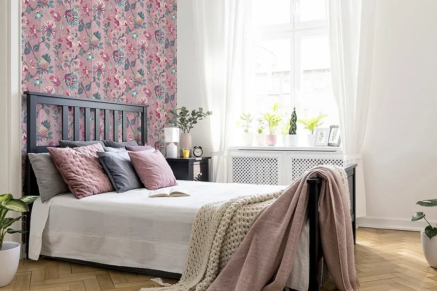 Brewster Home Fashions Cornelia Pink Floral Stripe Wallpaper - SKU AH922802