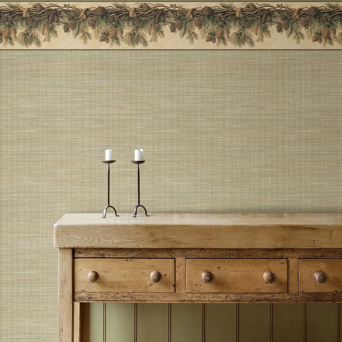 Brewster Home Fashions Coulter Olive Pinecone Forest Wallpaper - SKU 3123-01391