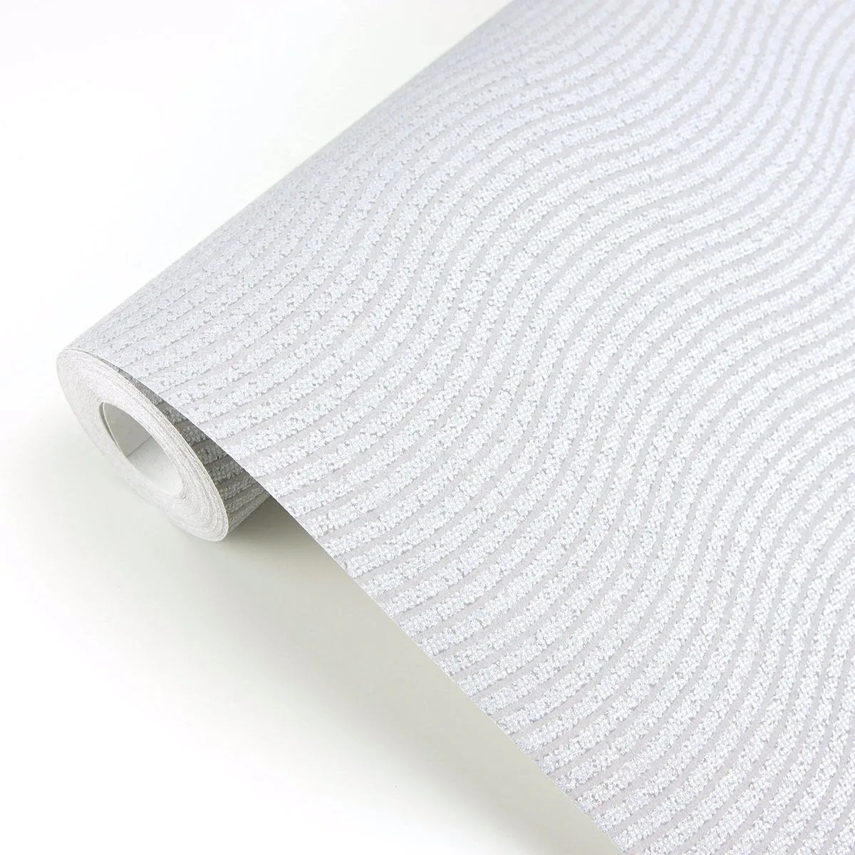 Brewster Home Fashions Curves Light Grey Glittering Waves Wallpaper - SKU 395850
