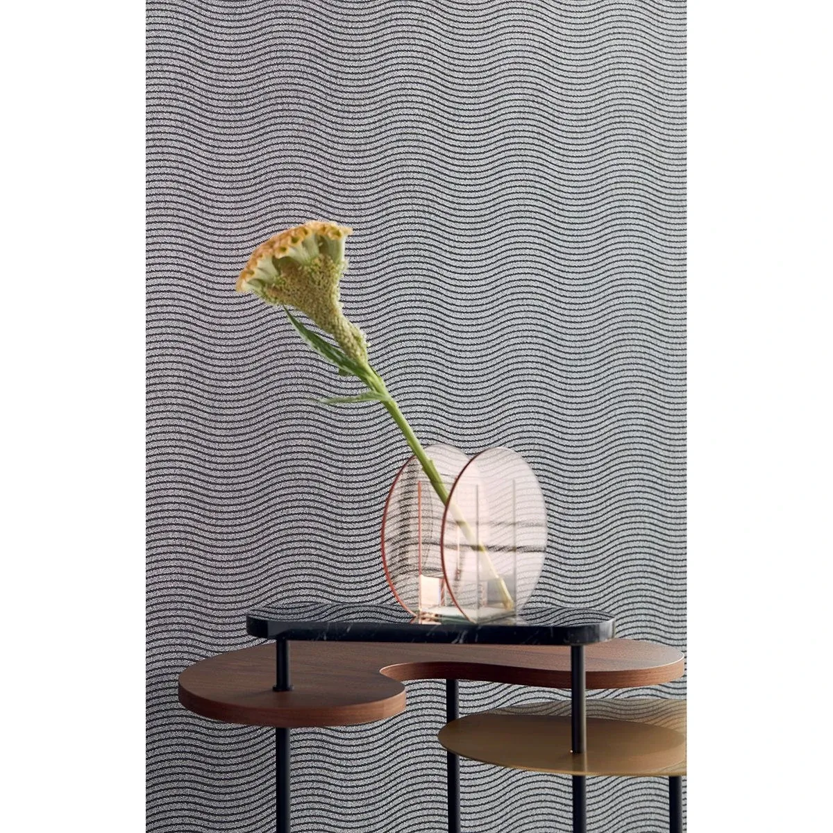 Brewster Home Fashions Curves Silver Glittering Waves Wallpaper - SKU 395852