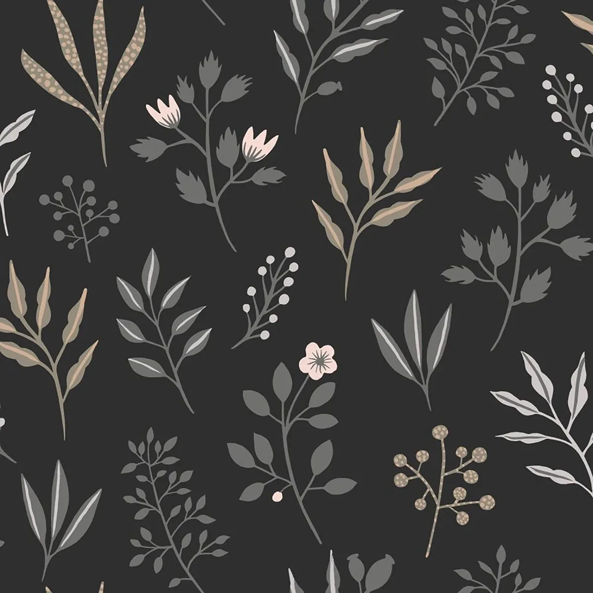 Brewster Home Fashions Cynara Charcoal Scandinavian Floral Wallpaper - SKU DD139083