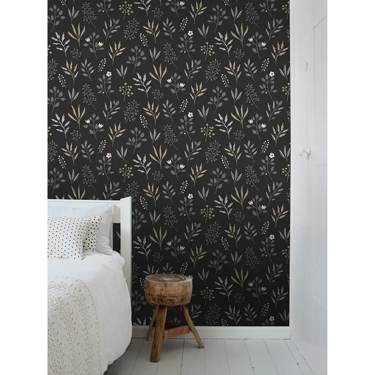 Brewster Home Fashions Cynara Charcoal Scandinavian Floral Wallpaper - SKU DD139083
