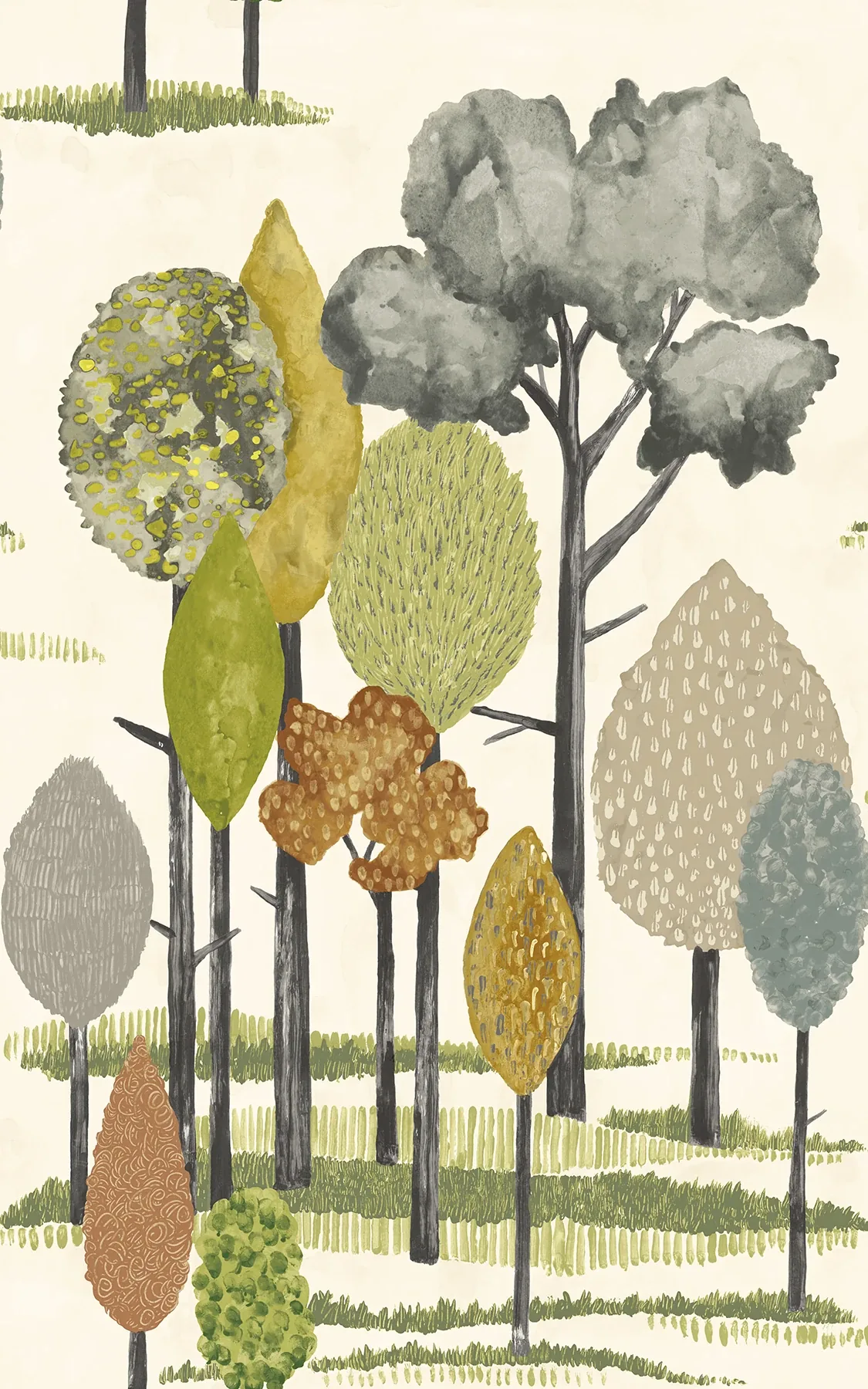 CEP50135W | Cypress Olive Tall Trees Wallpaper