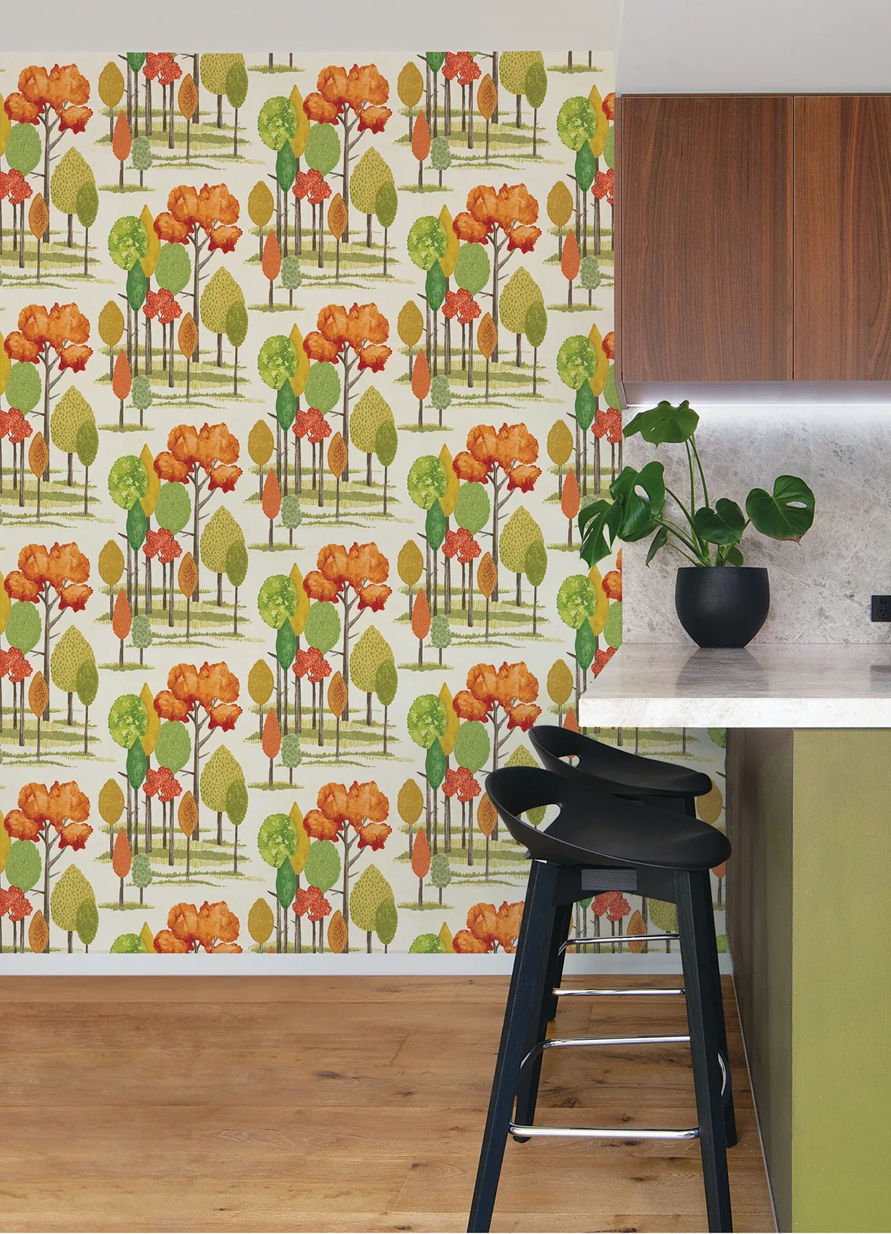 Brewster Home Fashions Cypress Orange Tall Trees Wallpaper - SKU CEP50138W