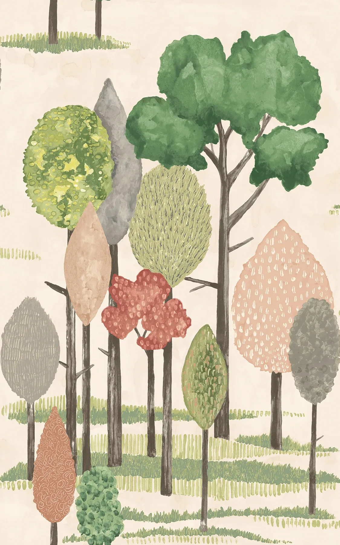 CEP50136W | Cypress Pink Tall Trees Wallpaper