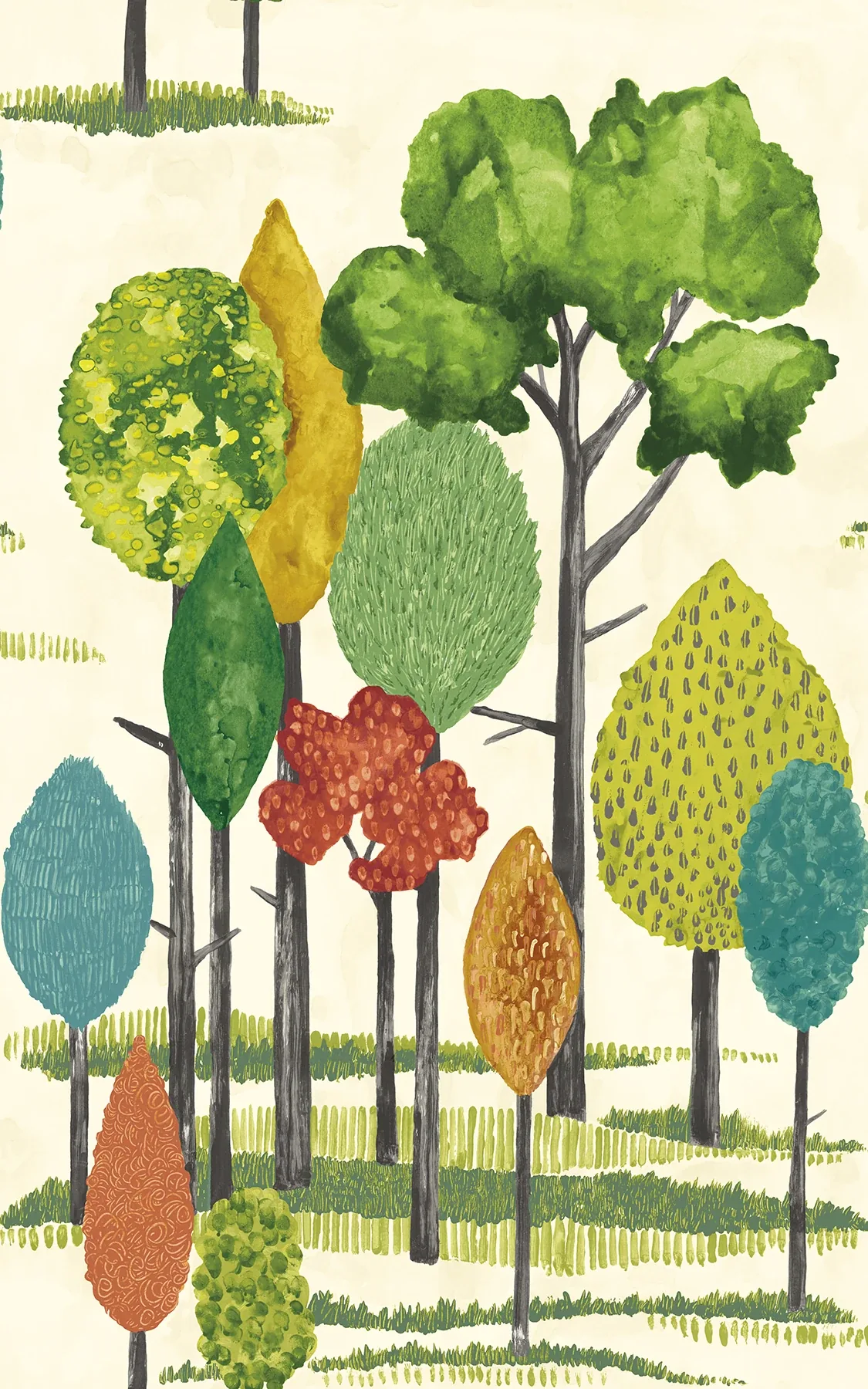 Brewster Home Fashions Cypress Teal Tall Trees Wallpaper - SKU CEP50137W