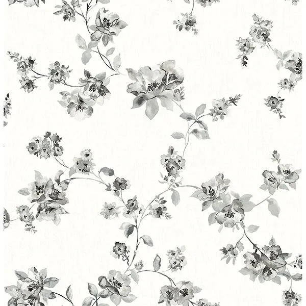 3115-24482 | Cyrus Black Festive Floral Wallpaper