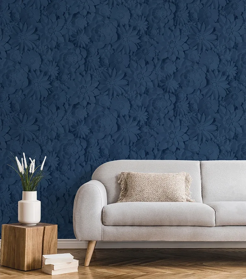 Brewster Home Fashions Dacre Dark Blue Floral Wallpaper - SKU FD42690