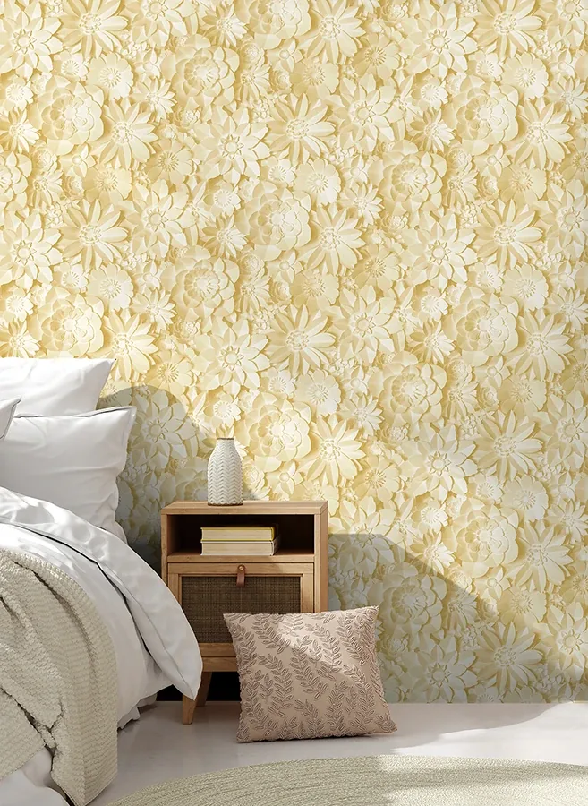 Brewster Home Fashions Dacre Yellow Floral Wallpaper - SKU FD42597