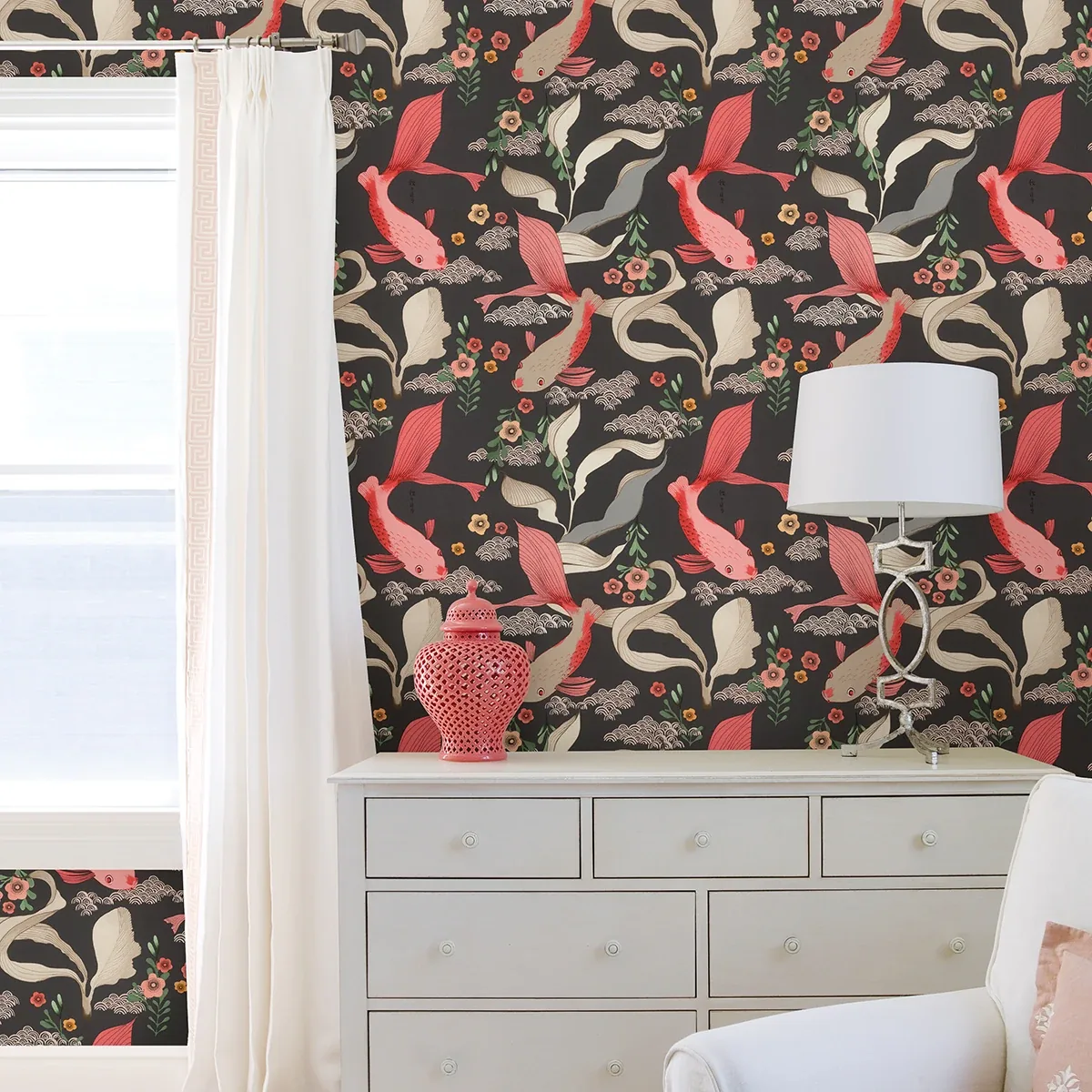 Brewster Home Fashions Dai Black Betta Fish Wallpaper - SKU 4035-539851