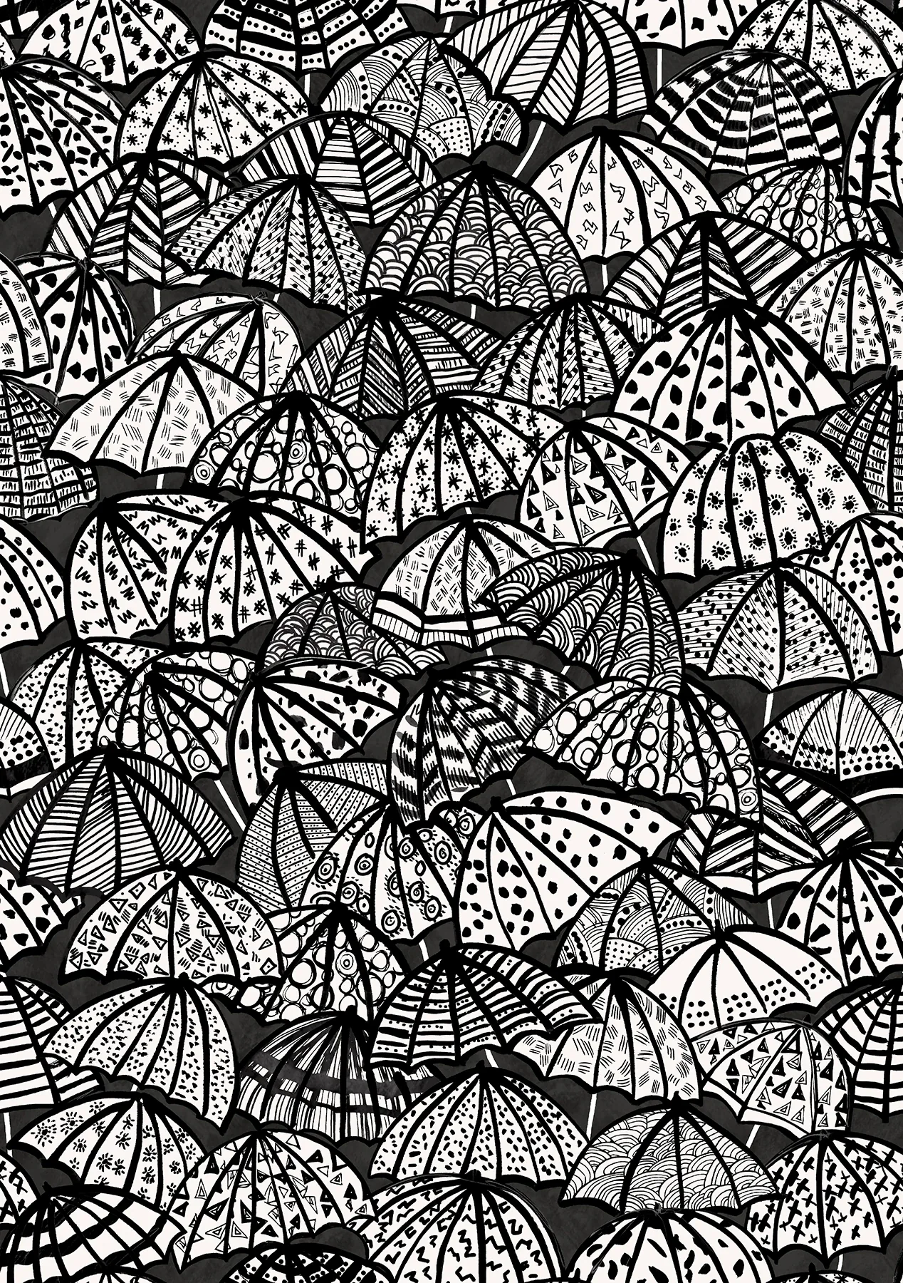 Brewster Home Fashions Dara Black Jolly Brollies Wallpaper - SKU CEP50113W