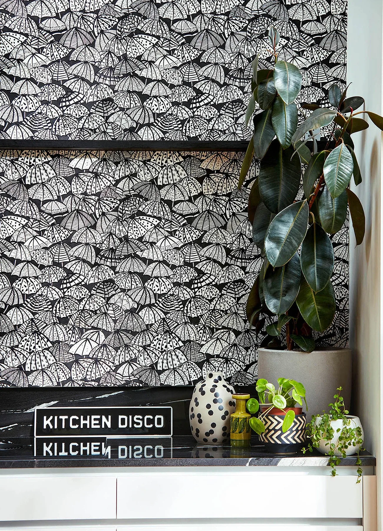 Brewster Home Fashions Dara Black Jolly Brollies Wallpaper - SKU CEP50113W