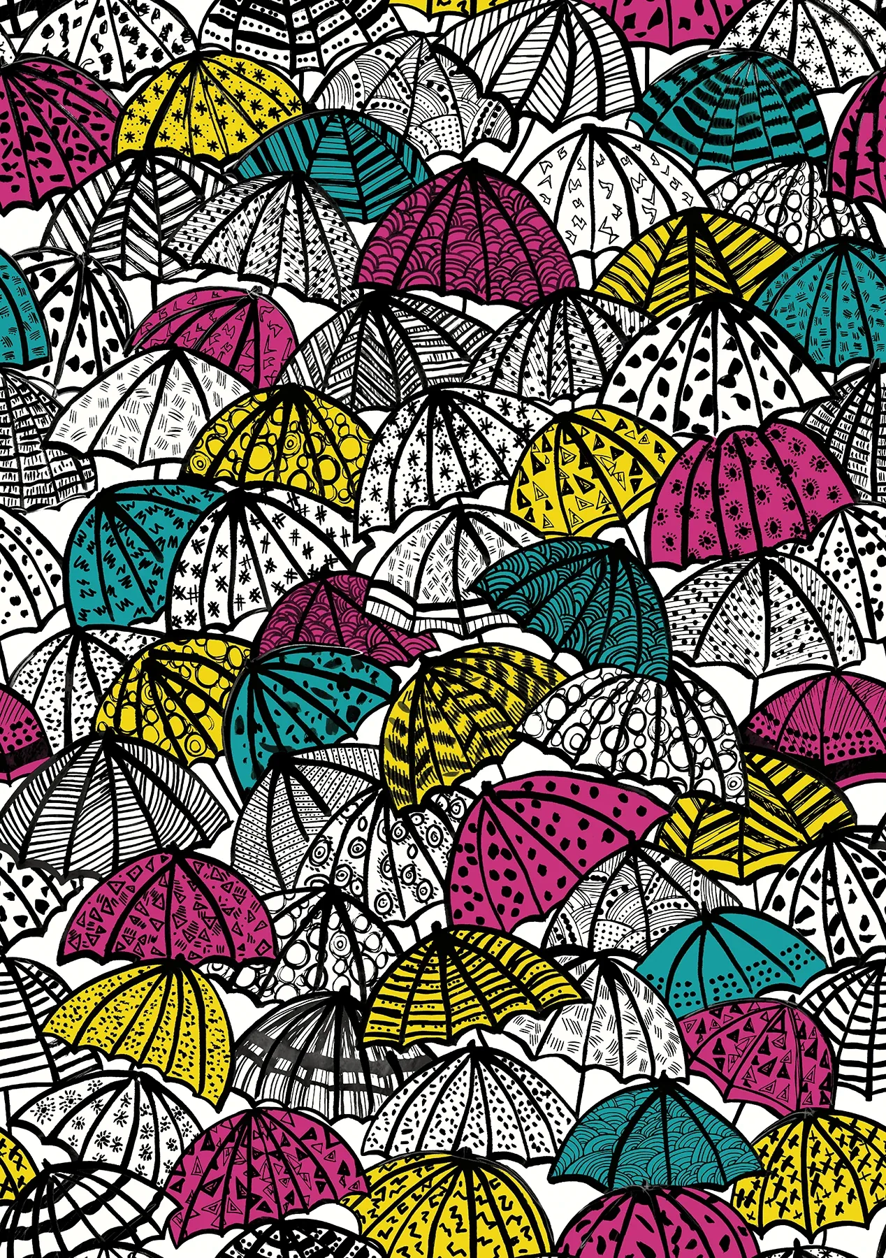 CEP50118W | Dara Fuschia Jolly Brollies Wallpaper