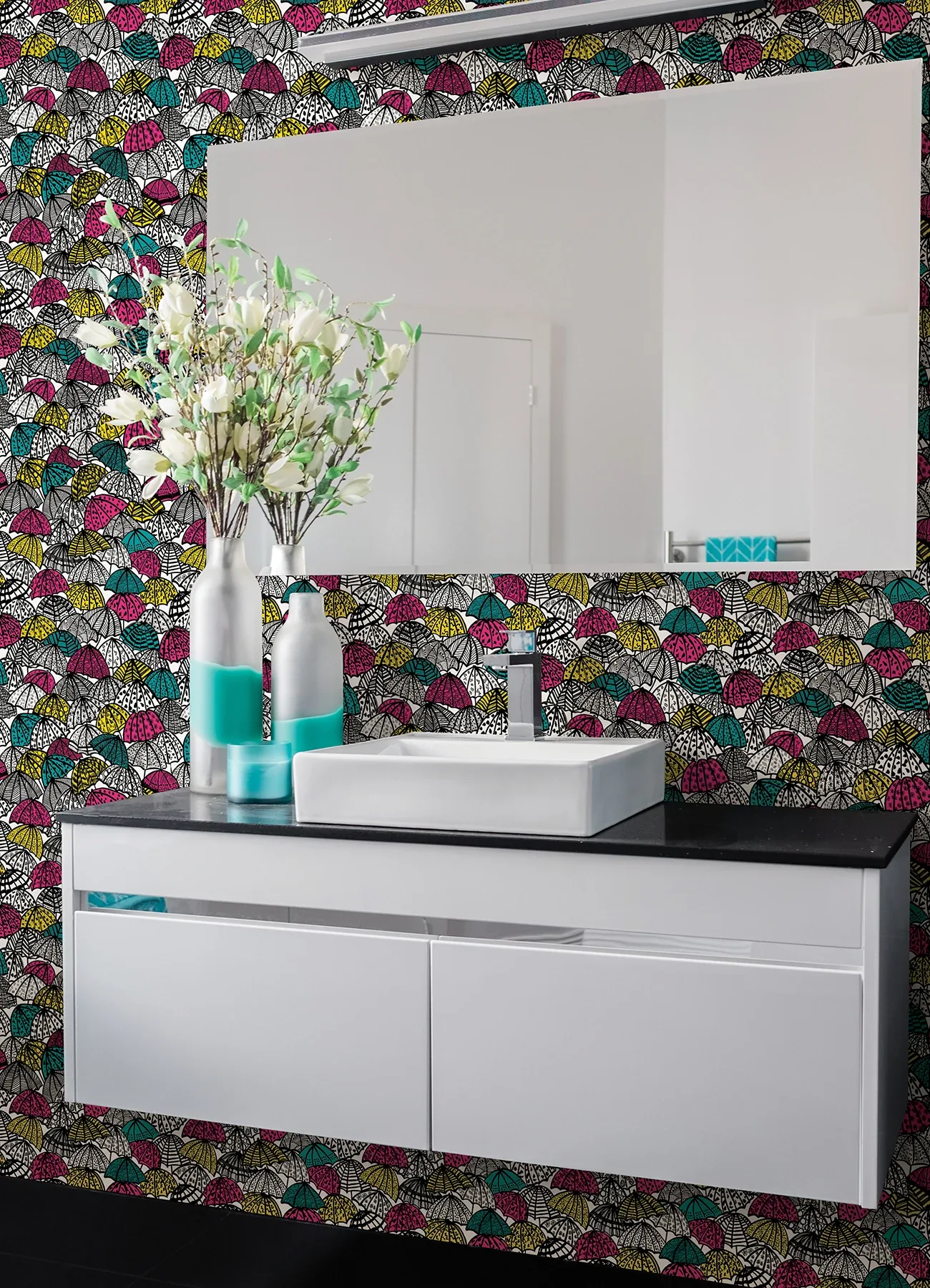 Brewster Home Fashions Dara Fuschia Jolly Brollies Wallpaper - SKU CEP50118W