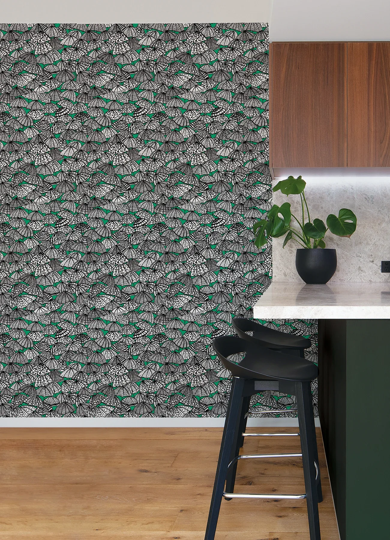 Brewster Home Fashions Dara Green Jolly Brollies Wallpaper - SKU CEP50114W