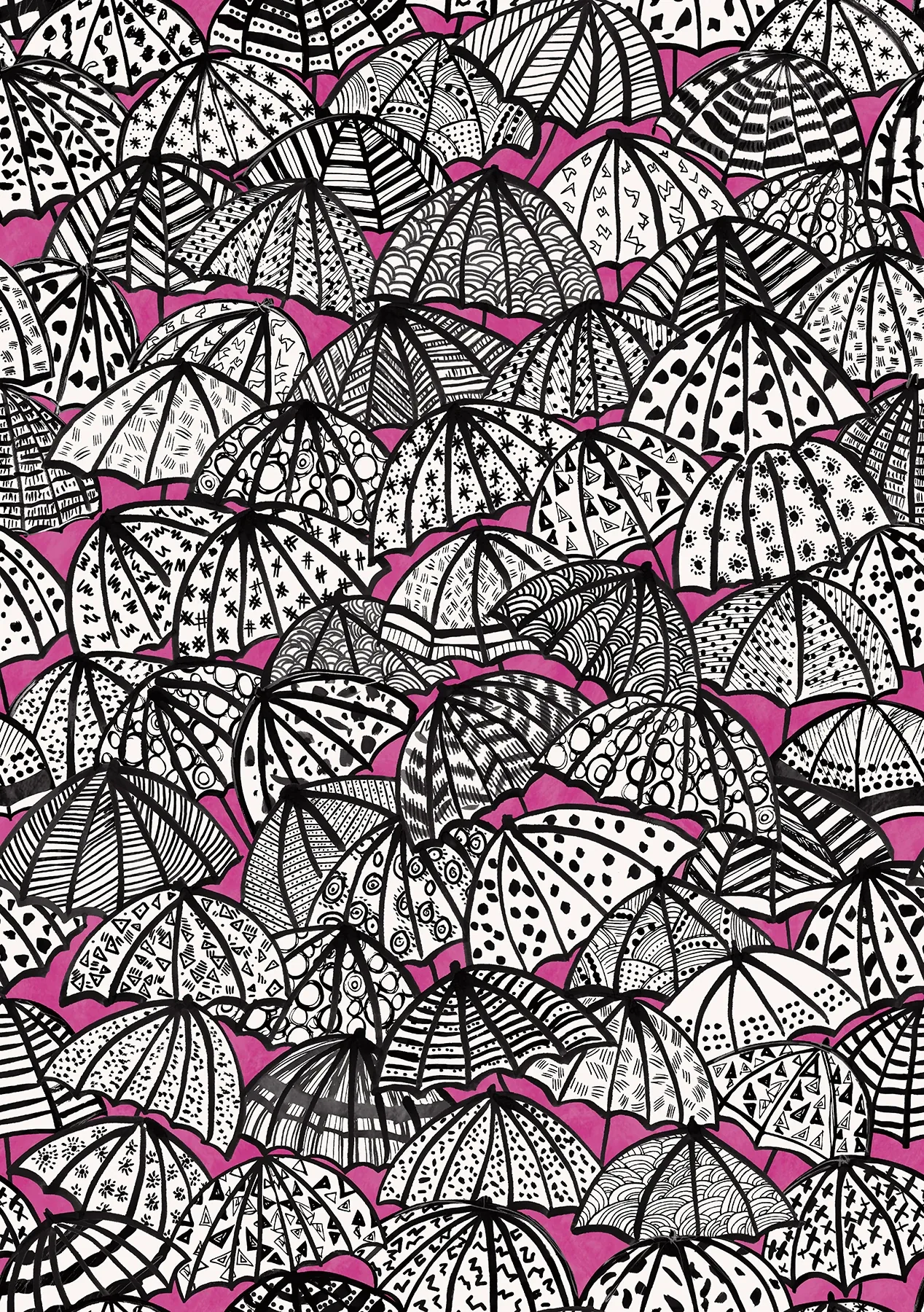 CEP50115W | Dara Raspberry Jolly Brollies Wallpaper