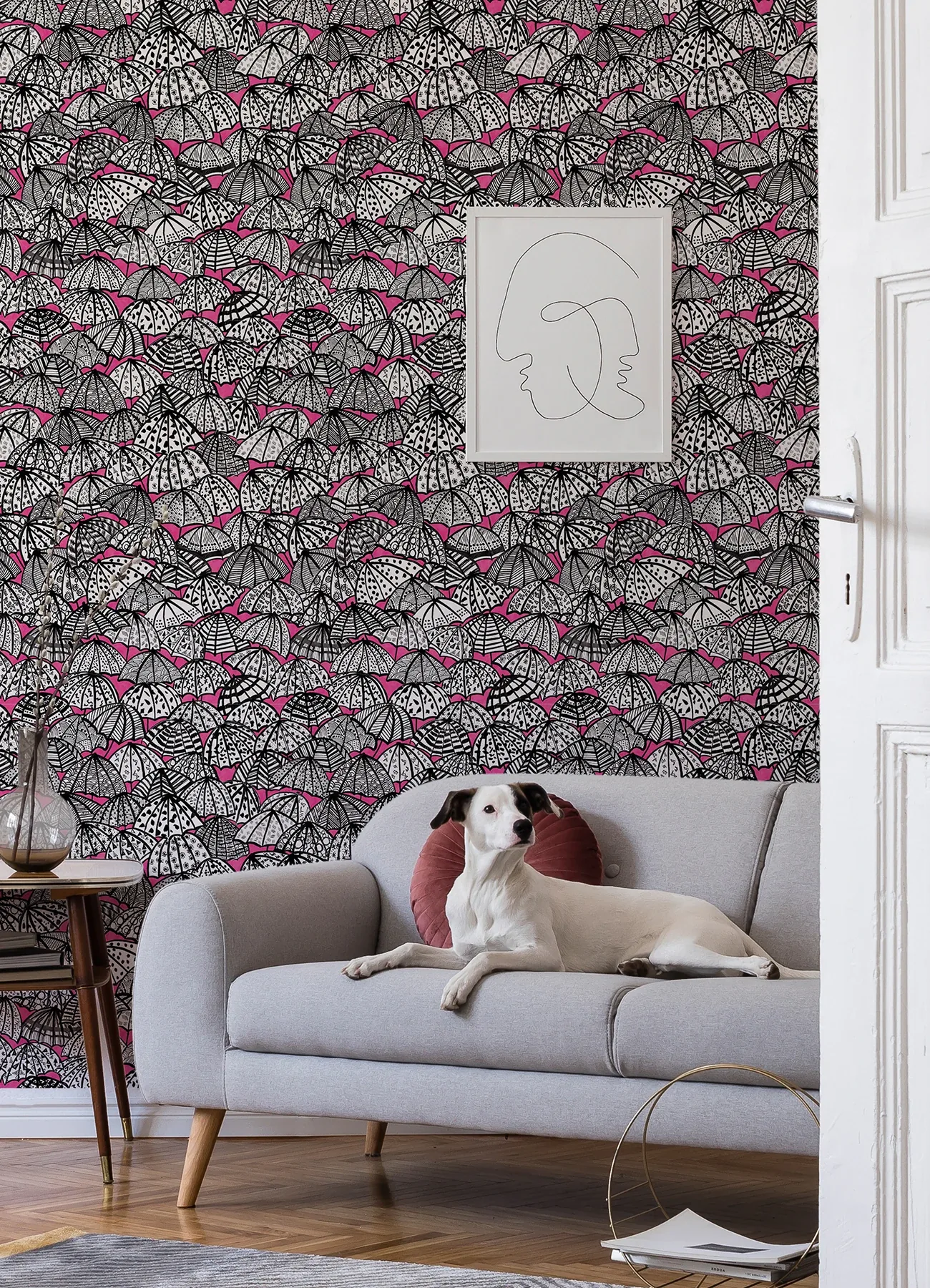 Brewster Home Fashions Dara Raspberry Jolly Brollies Wallpaper - SKU CEP50115W