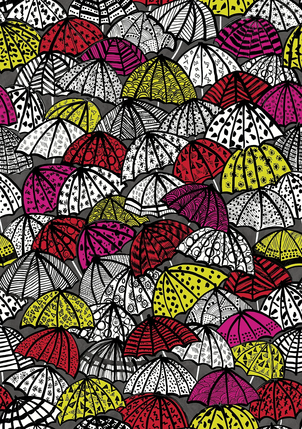 CEP50116W | Dara Red Jolly Brollies Wallpaper