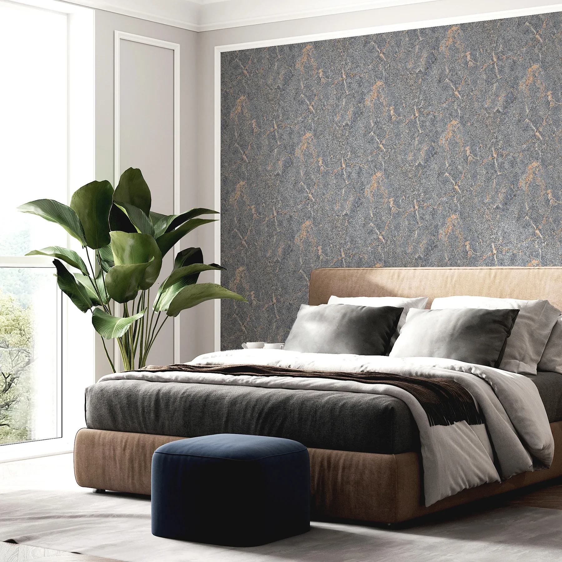 Brewster Home Fashions Darcel Grey Granite Wallpaper - SKU AH296708