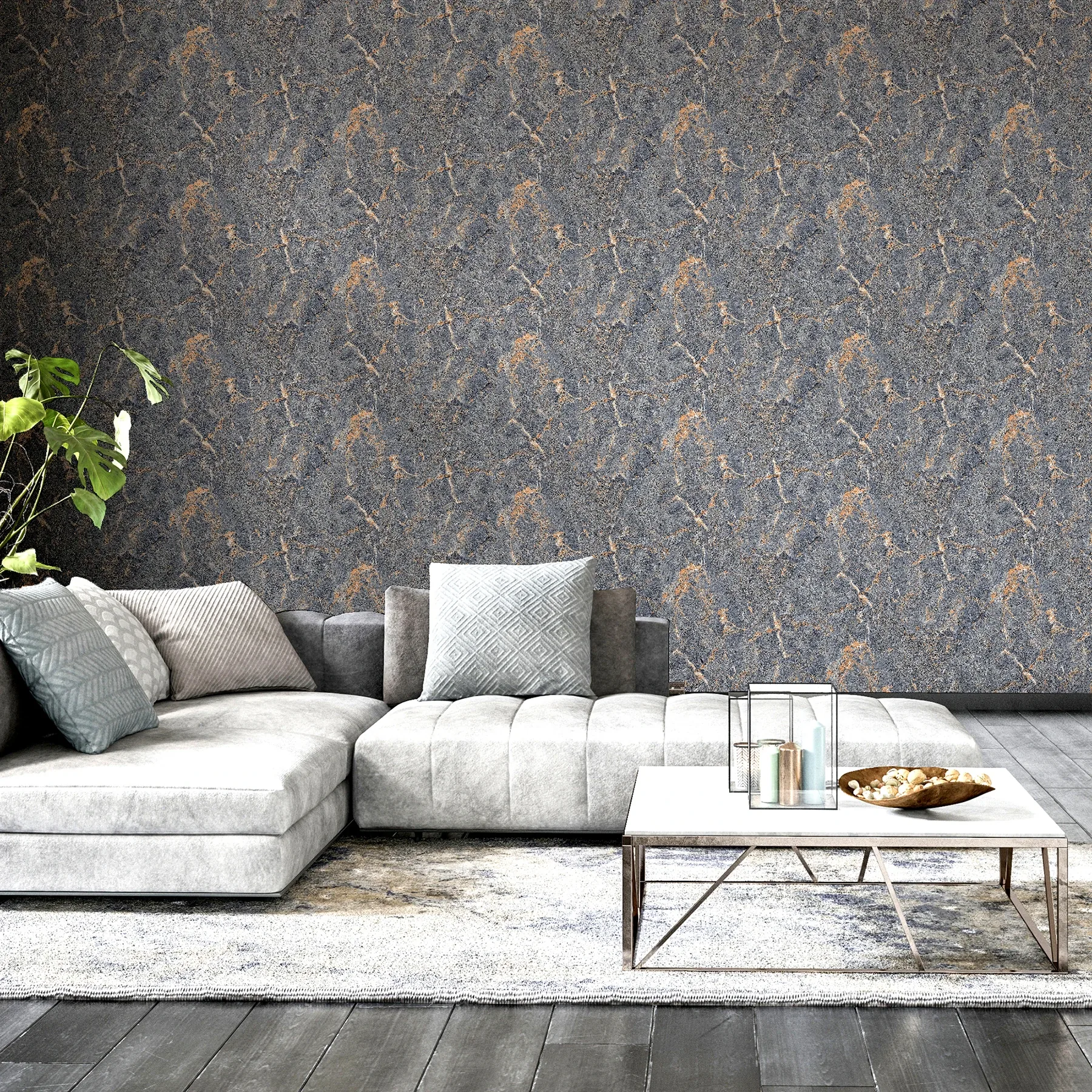 Brewster Home Fashions Darcel Grey Granite Wallpaper - SKU AH296708