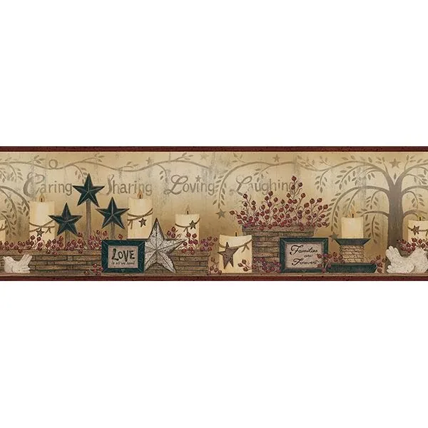 Brewster Home Fashions Dark Red Caring Candles Wallpaper - SKU CCB2281