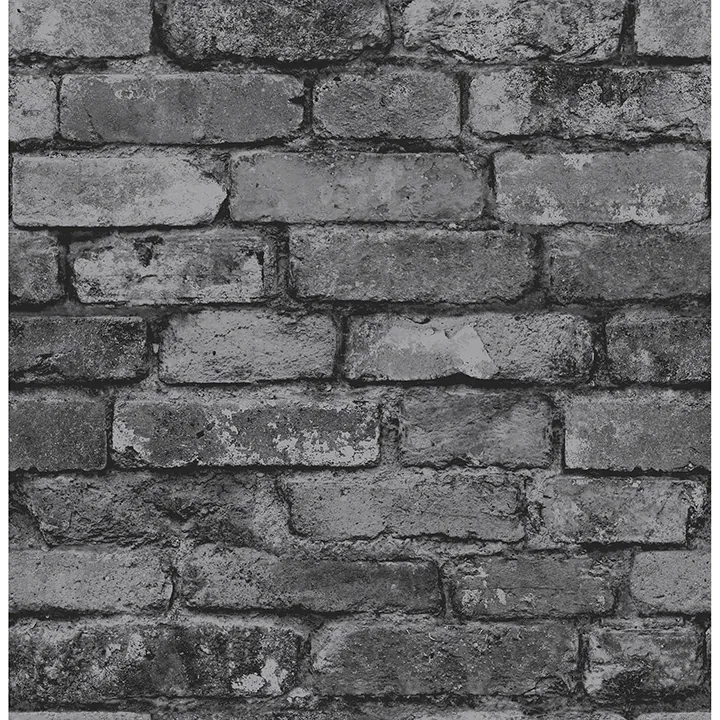 FD31284 | Davis Charcoal Rustic Brick Wallpaper