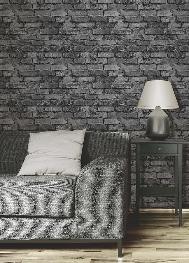 Brewster Home Fashions Davis Charcoal Rustic Brick Wallpaper | Wallpaper Twins Brewster Home Fashions Davis Charcoal Rustic Brick Wallpaper - SKU FD31284