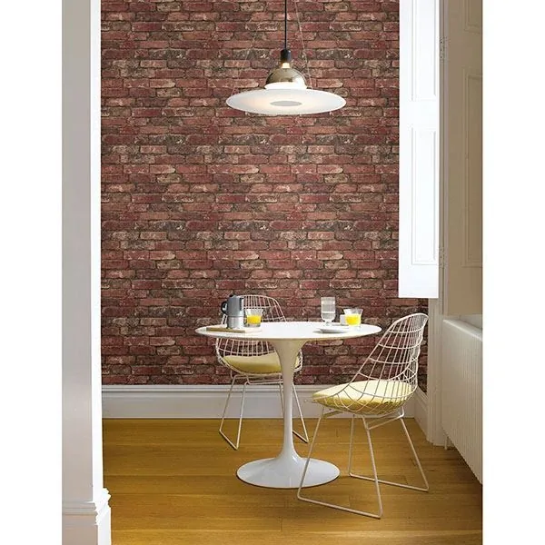 Brewster Home Fashions Davis Dark Red Exposed Brick Wallpaper - SKU 2767-21258